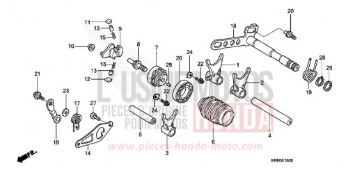 BARILLET DE SELECTION CRF250R4 de 2004
